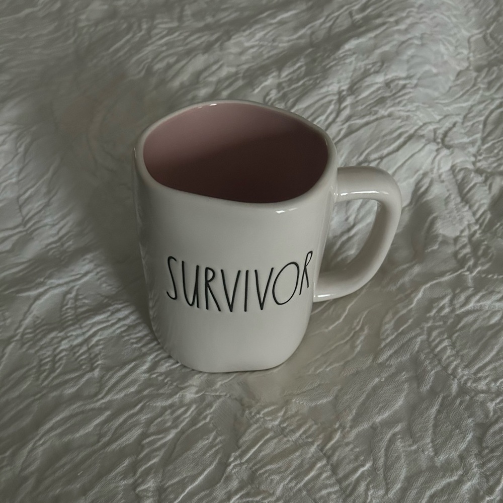 Rae Dunn “Survivor”, Susan G. Komen Breast Cancer Awareness Mug, White w/ Pink